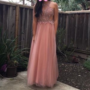 Camille La Vie halter open back dress